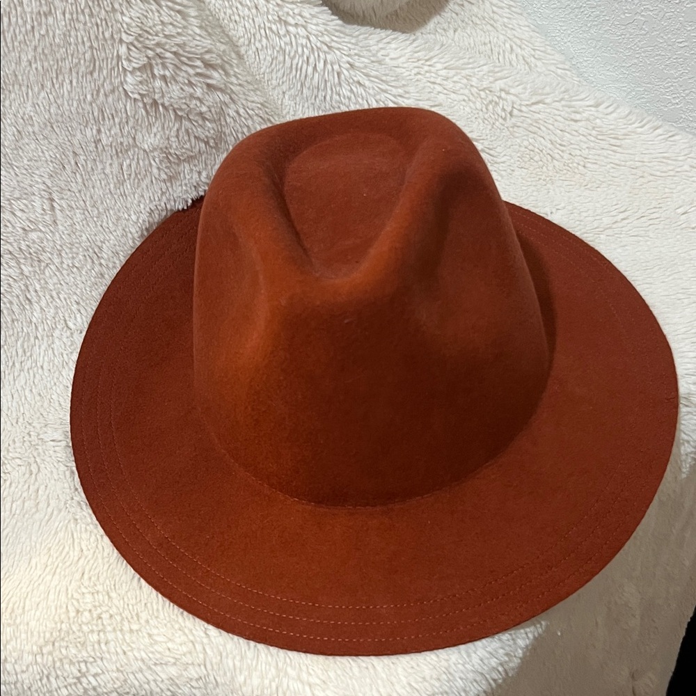 Chic Rust Fedora Hat - image 1